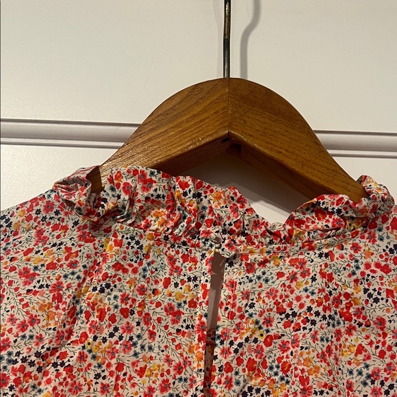 J. Crew Liberty London Ruffleneck Floral Blouse Size L - Picture 9 of 9